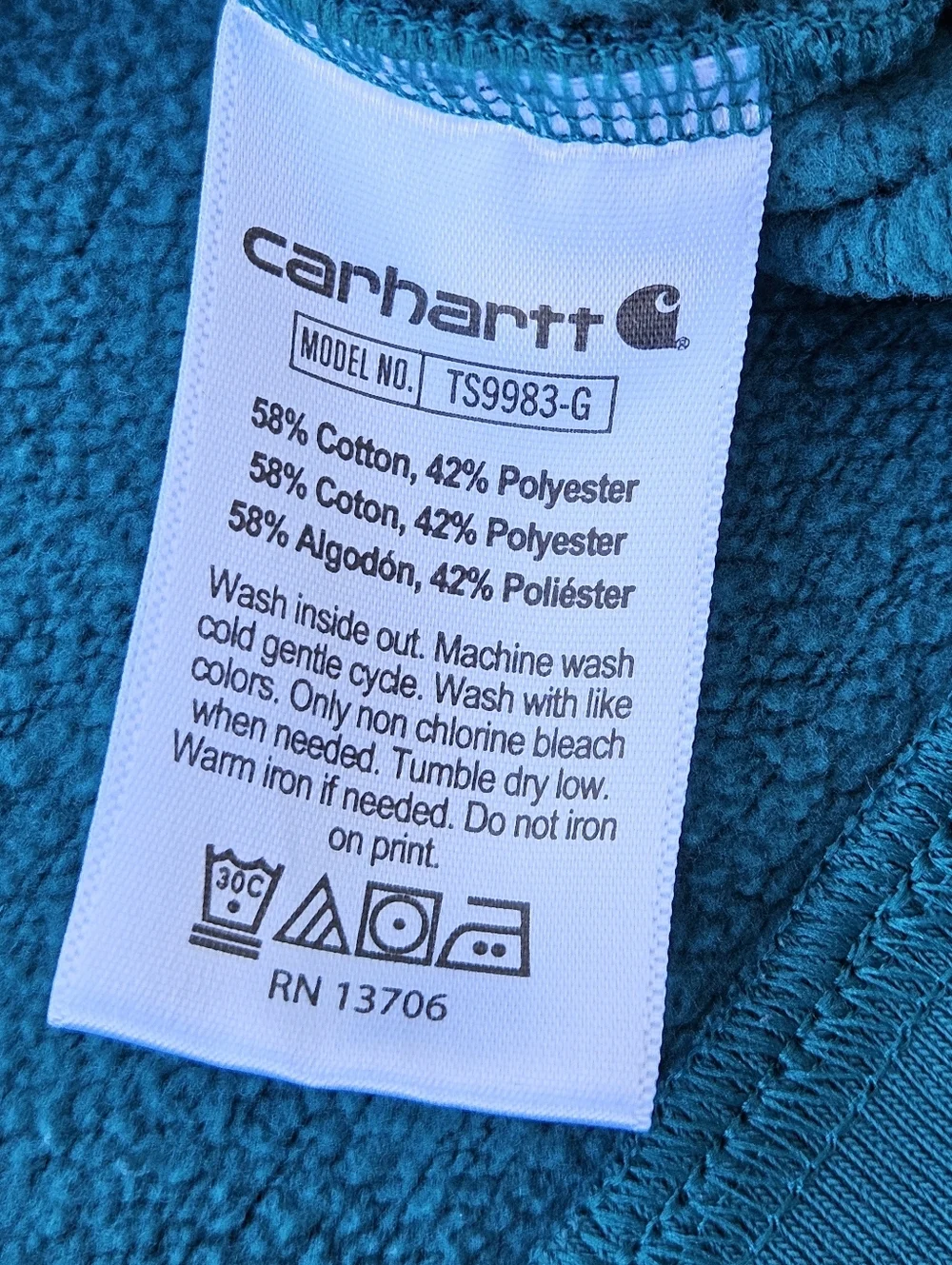 Carhartt Midweight Graphic Hoodie Teal Pullover Sweatshirt Kids Girls Size XL 14